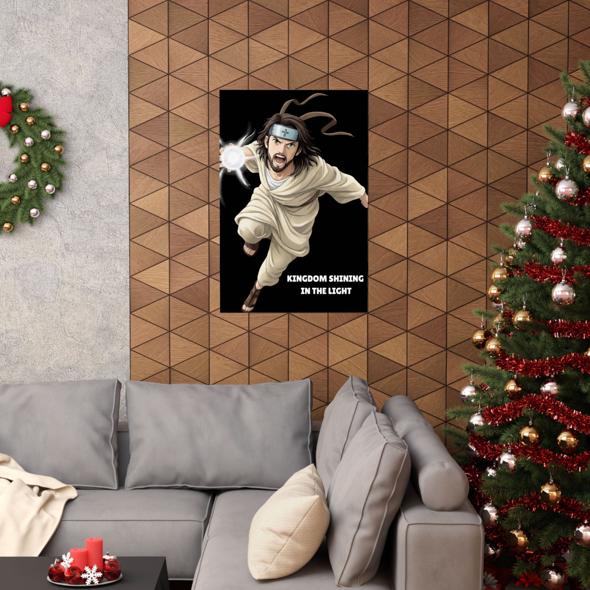 Kingdom Shining In The Light Matte Vertical Poster | Jesus-influenced Anime Art