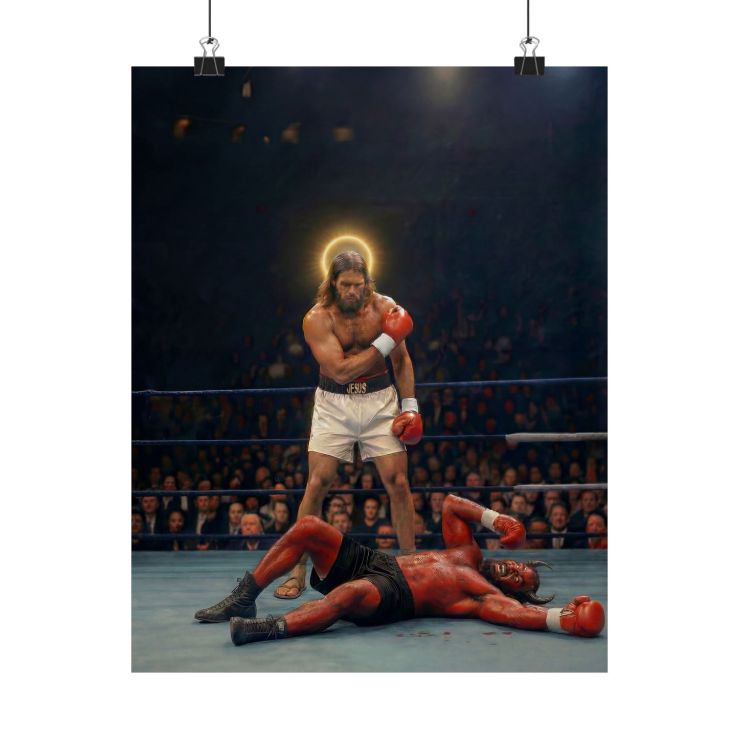 No Text Jesus Boxing Poster — "The reason the Son of God appeared was to destroy the works of the devil." Matte Vertical Religious Wall Art