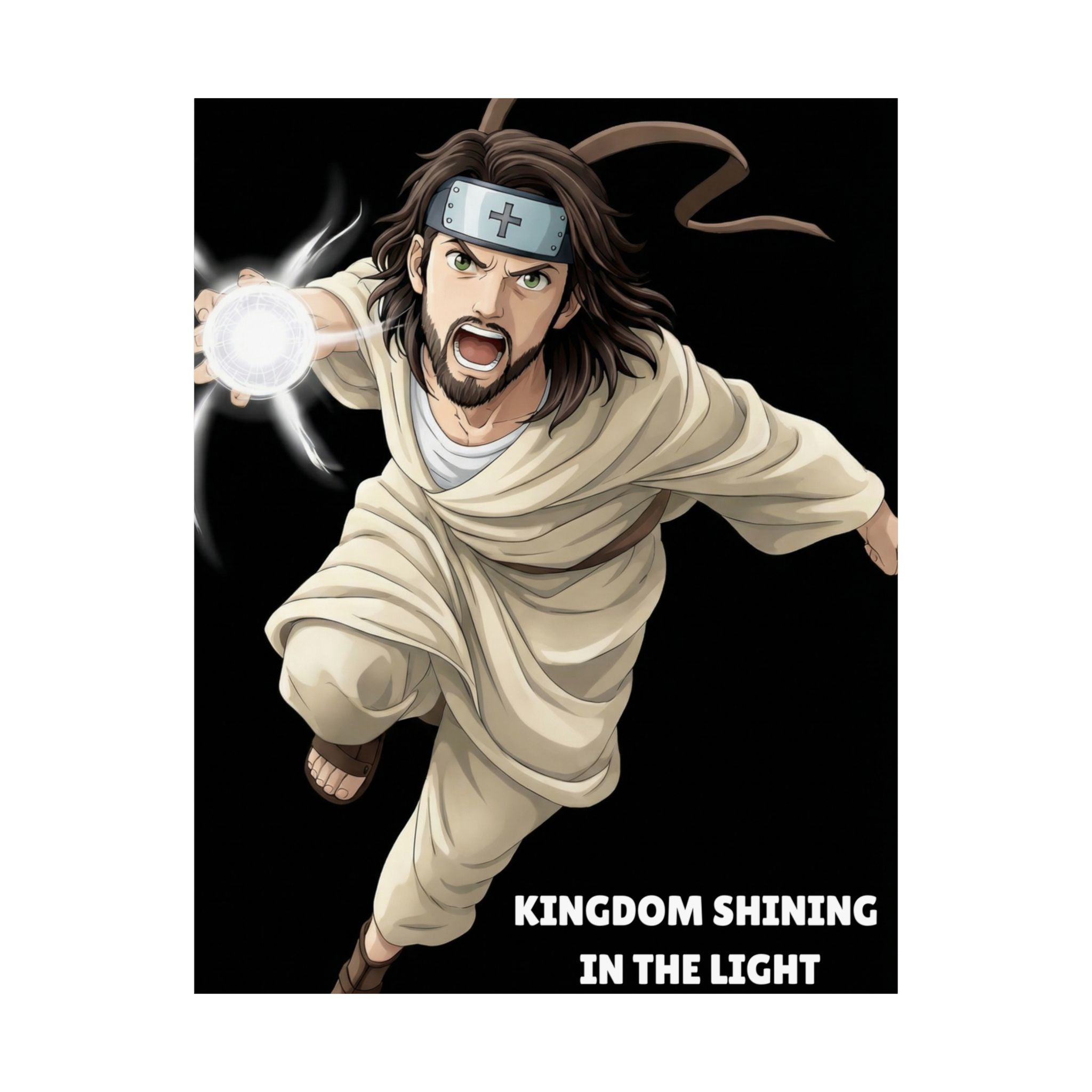 Kingdom Shining In The Light Matte Vertical Poster | Jesus-influenced Anime Art