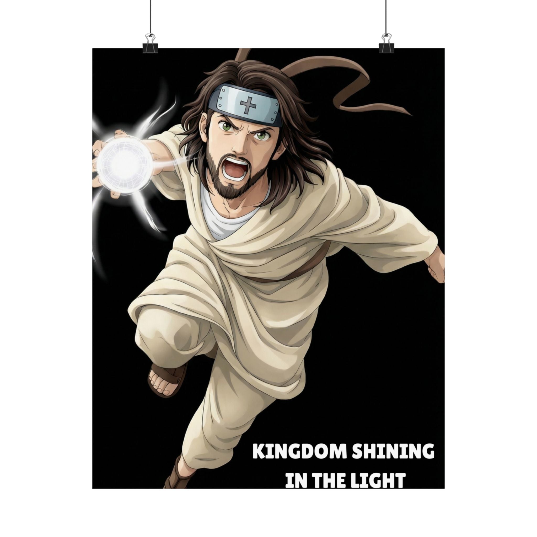 Kingdom Shining In The Light Matte Vertical Poster | Jesus-influenced Anime Art