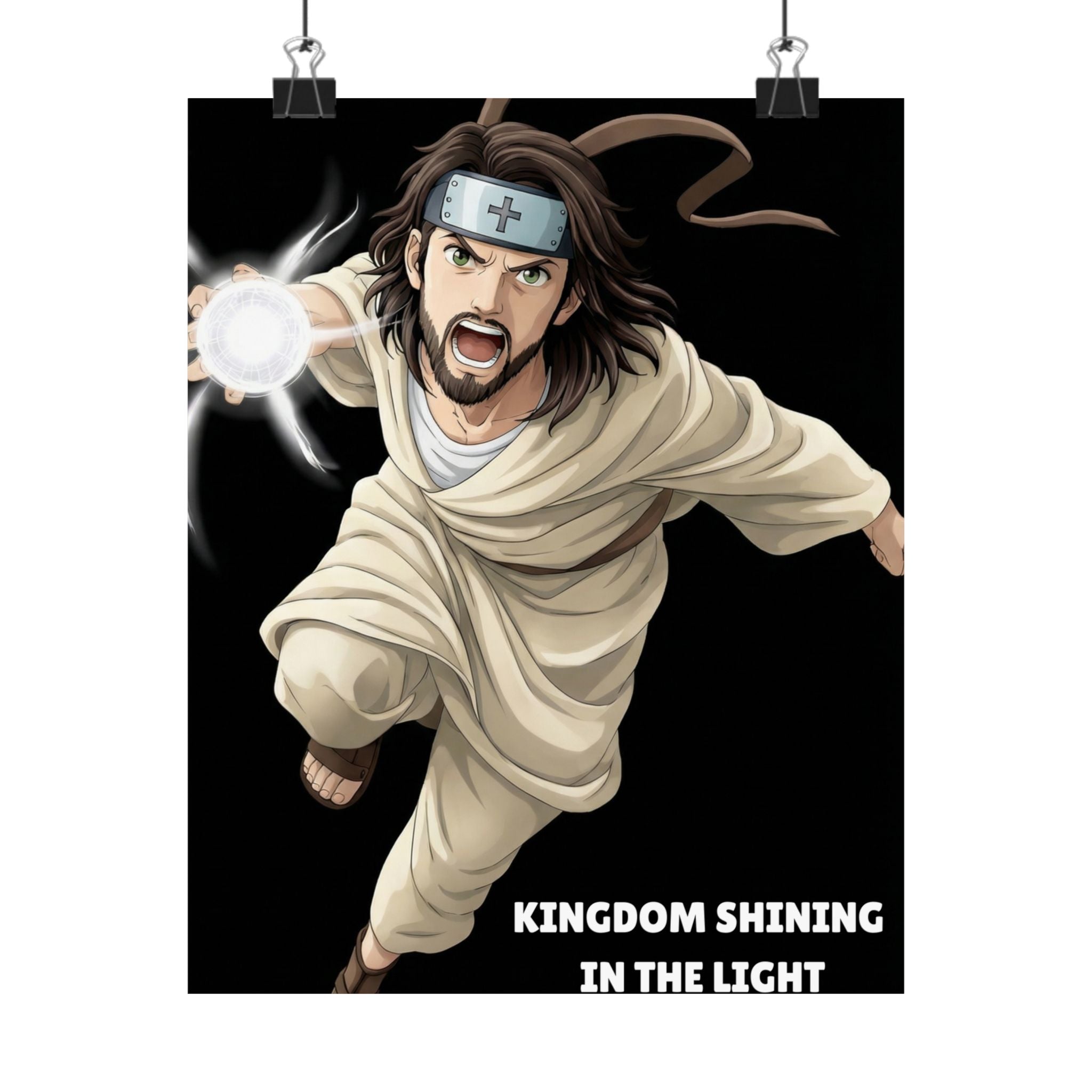 Kingdom Shining In The Light Matte Vertical Poster | Jesus-influenced Anime Art