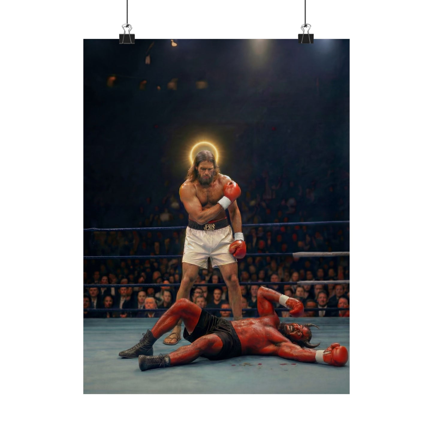 No Text Jesus Boxing Poster — "The reason the Son of God appeared was to destroy the works of the devil." Matte Vertical Religious Wall Art