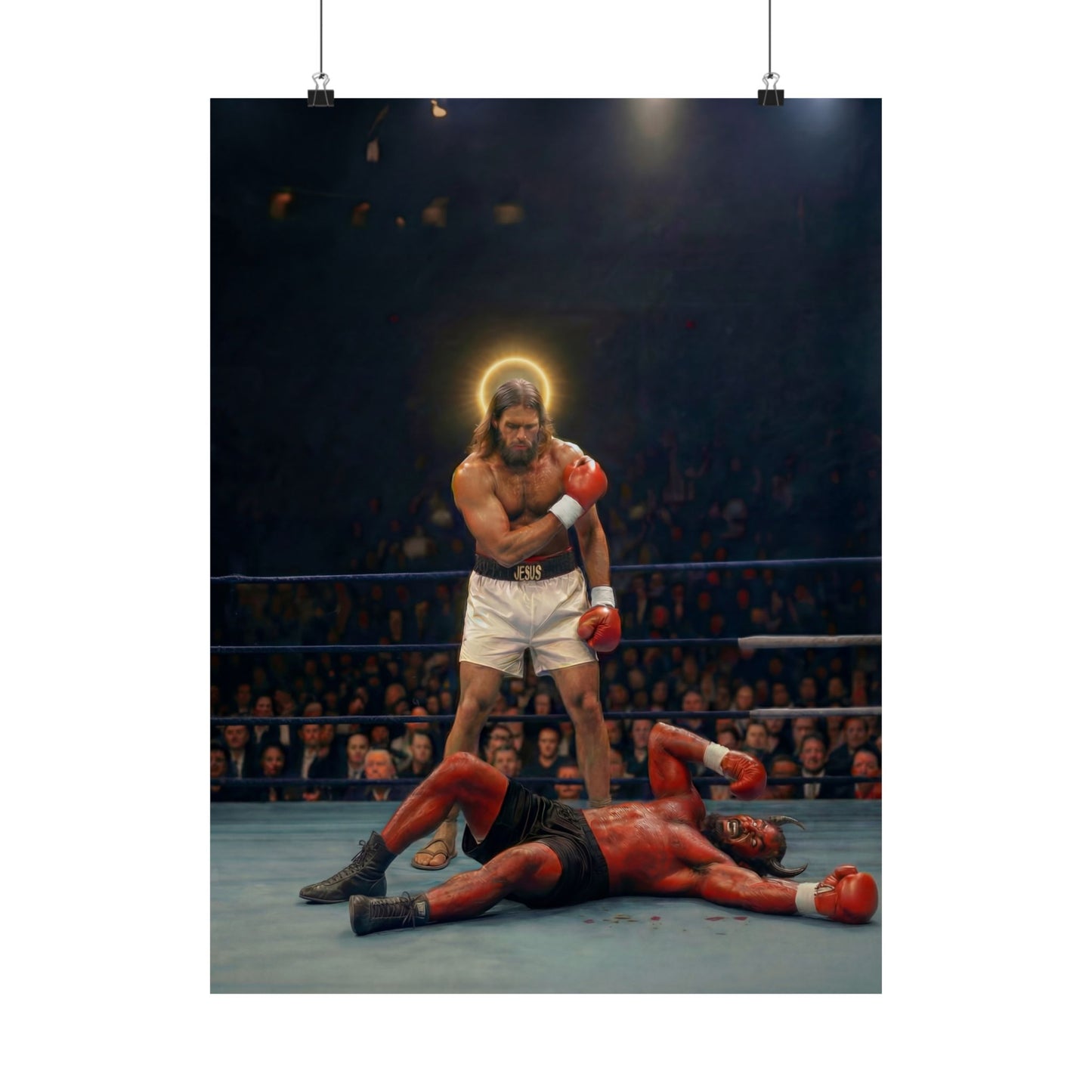 No Text Jesus Boxing Poster — "The reason the Son of God appeared was to destroy the works of the devil." Matte Vertical Religious Wall Art