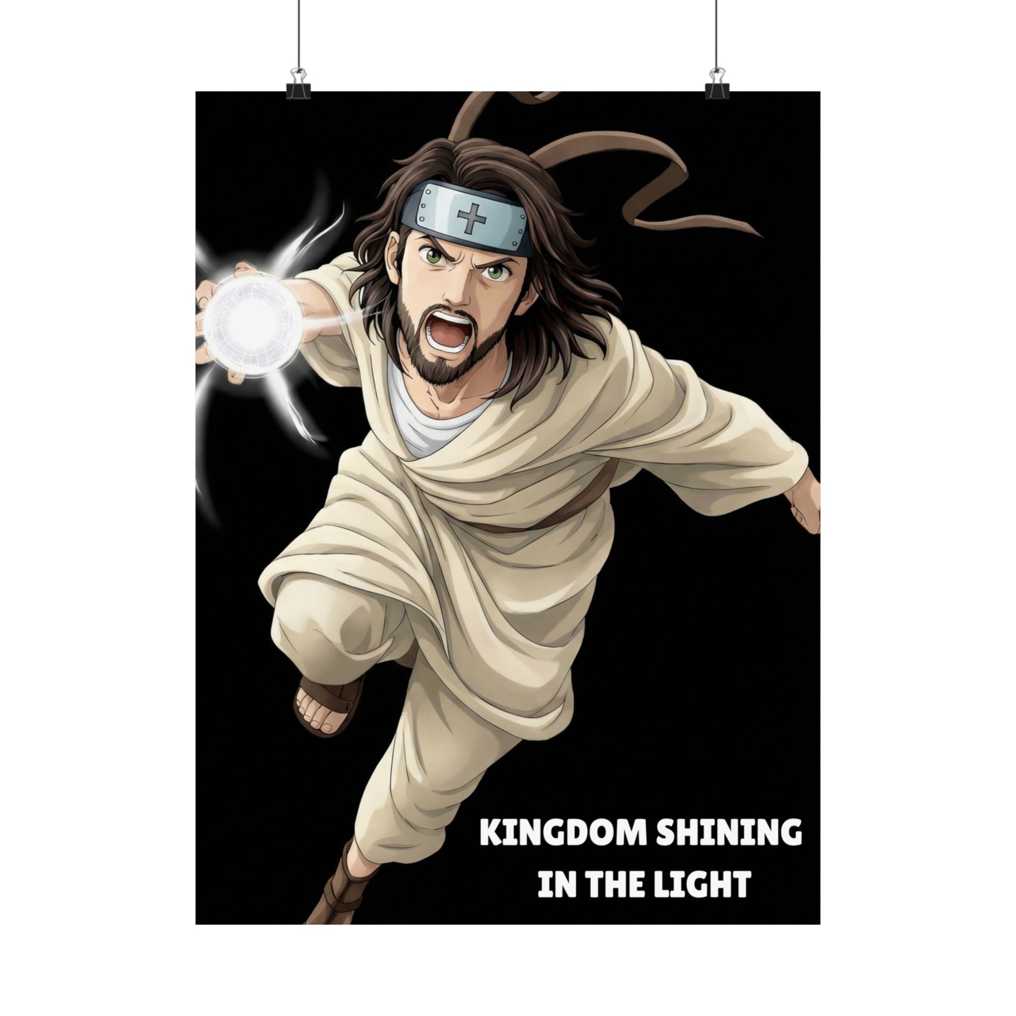 Kingdom Shining In The Light Matte Vertical Poster | Jesus-influenced Anime Art