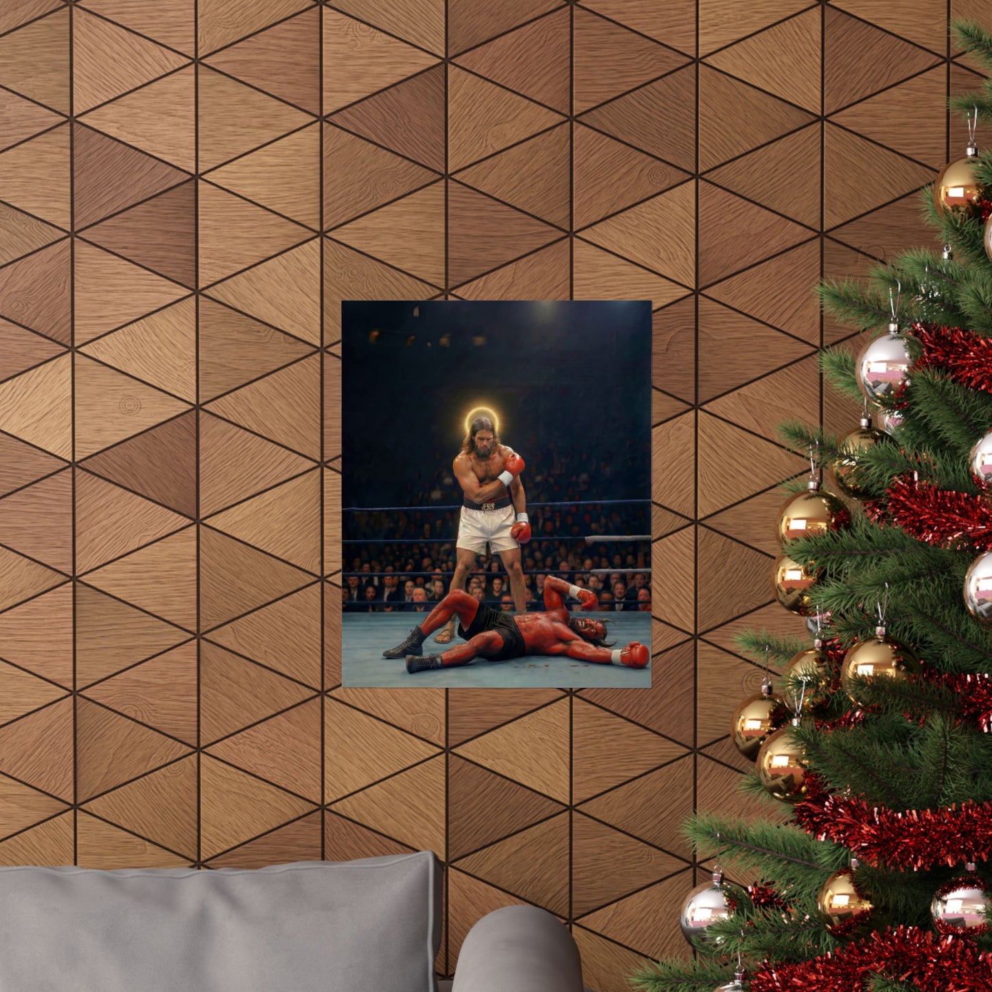 No Text Jesus Boxing Poster — "The reason the Son of God appeared was to destroy the works of the devil." Matte Vertical Religious Wall Art