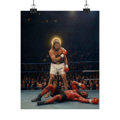 No Text Jesus Boxing Poster — "The reason the Son of God appeared was to destroy the works of the devil." Matte Vertical Religious Wall Art