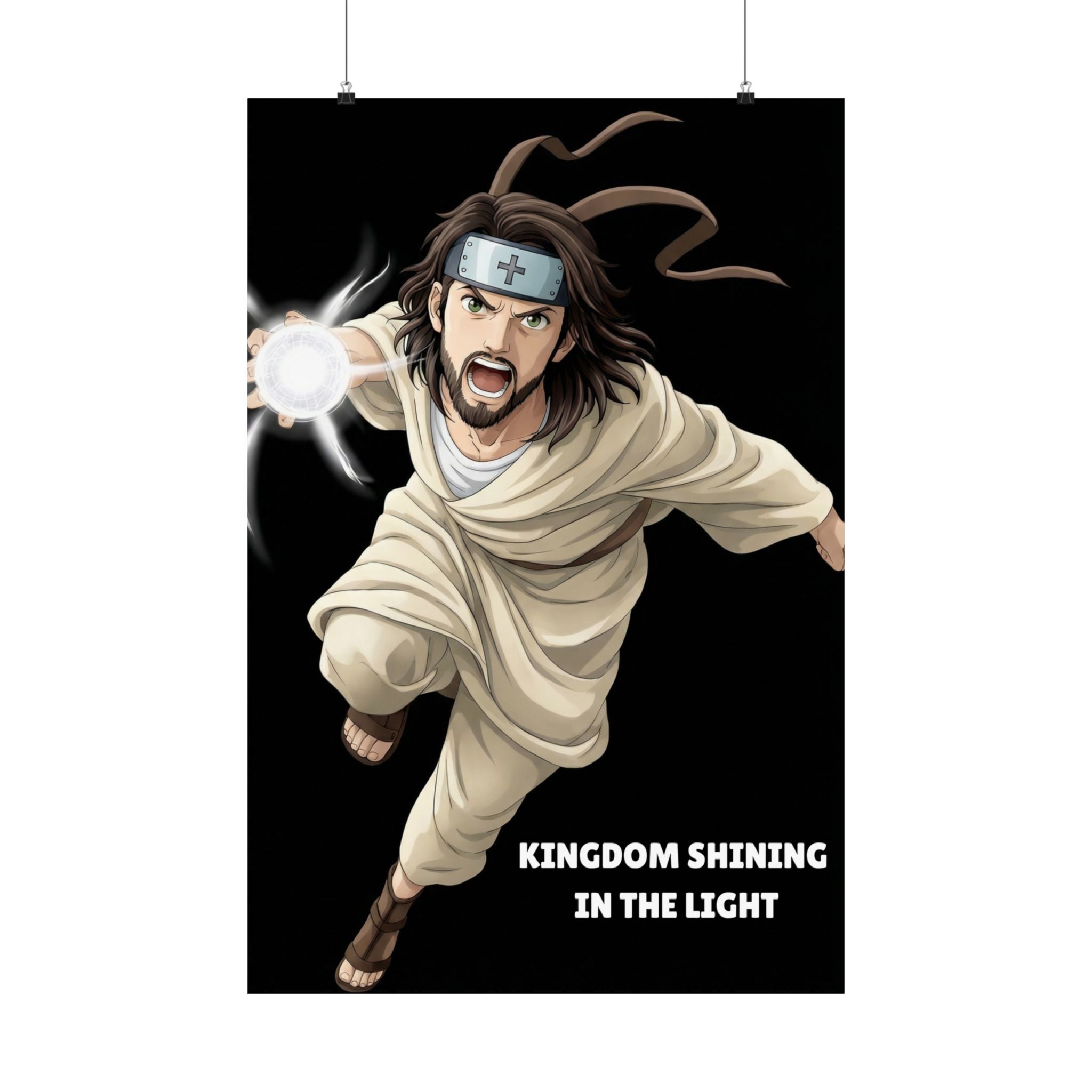 Kingdom Shining In The Light Matte Vertical Poster | Jesus-influenced Anime Art