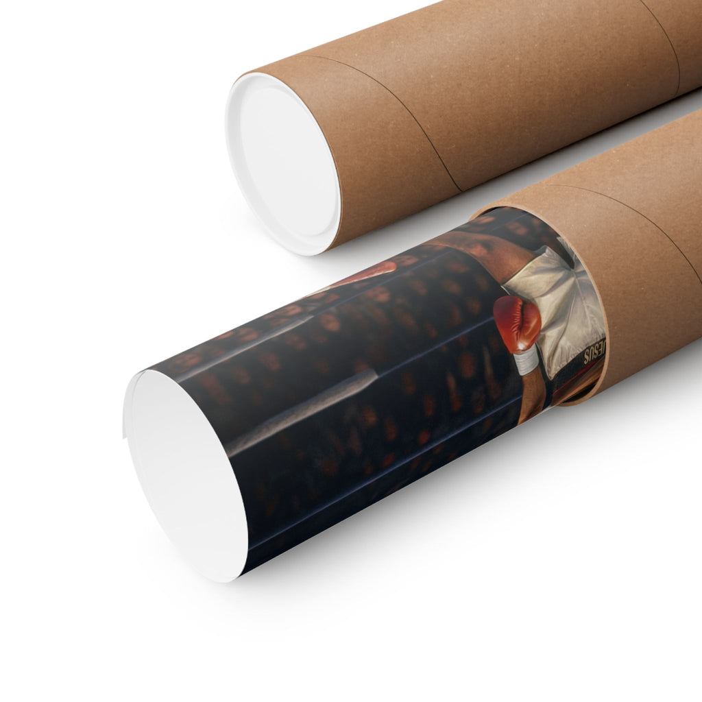 Jesus Boxing Poster — "The reason the Son of God appeared was to destroy the works of the devil." Matte Vertical Religious Wall Art